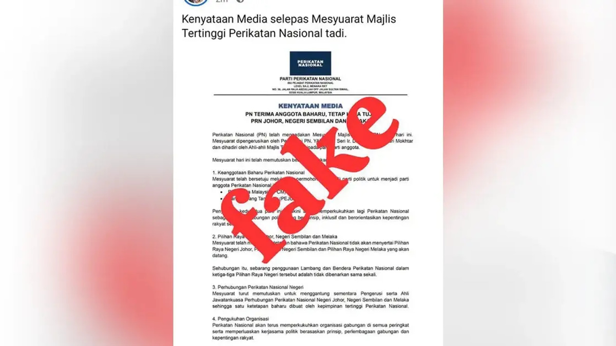 Perikatan Nasional Denies False Claims It Will Boycott Three State Elections
